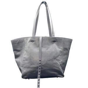 DKNY Gray Leather Studded Tote Shoulder Bag Large